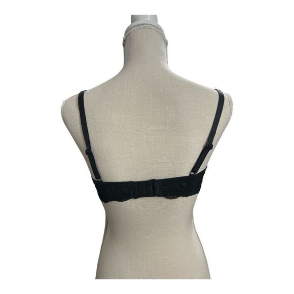 Adore Me Black Floral Lace Sheer Underwire Bra Size 34D Scalloped Lingerie - Picture 2 of 14